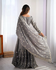 Grey Color Full Work Fabulous Sharara Suit