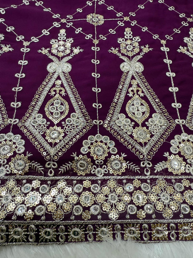 Fabulous Georgette Wine Color Sharara Suit