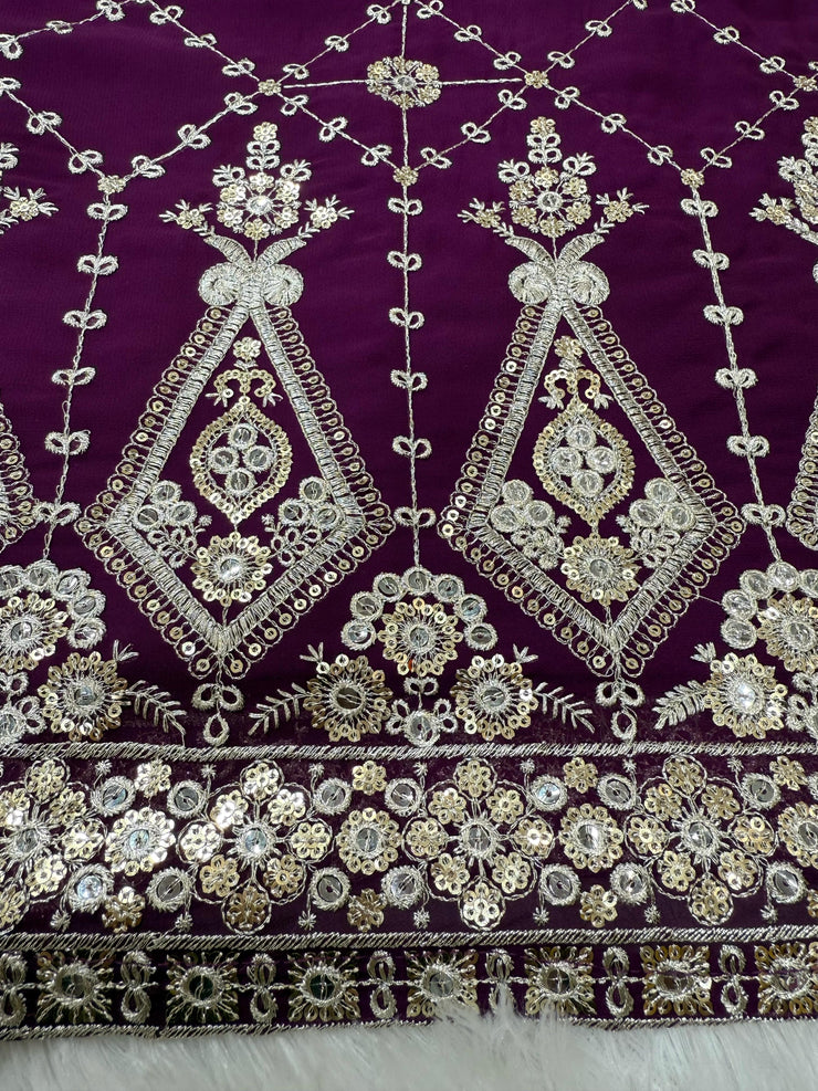Fabulous Georgette Wine Color Sharara Suit