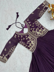Glorious Vichitra Silk Onion Color Gown