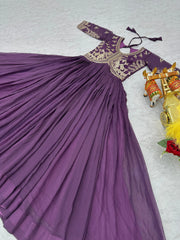 Glorious Vichitra Silk Onion Color Gown