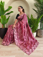 -48%   Delightful Crush Silk Pink Color Saree