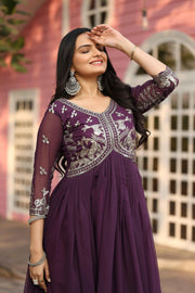 Glorious Vichitra Silk Onion Color Gown
