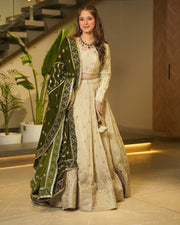 Party Wear Thread With Sequence Work Of White Color Lehenga Choli
