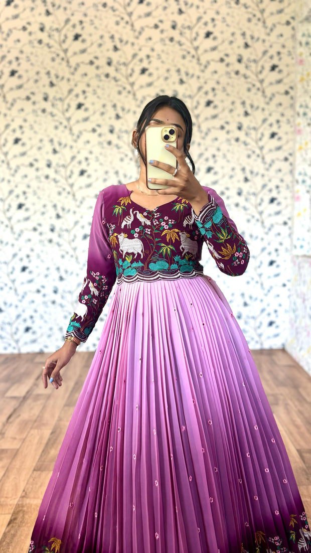 Introducing our Elegant Wine & Pink Shaded Dress