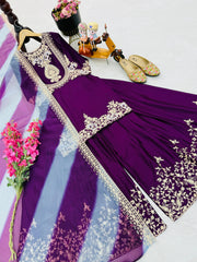 Preferable Heavy Purple Color Sharara Suit