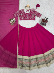 Function Wear Heavy Work Pink Color Lehenga choli