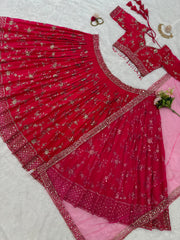 Reception Wear Heavy Sequence Work Red Color Lehenga Choli
