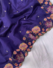 Ravishing Tussar Silk Navy Blue Color Saree