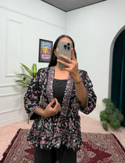 Delightful Chinon Silk Black Color Sharara Suit