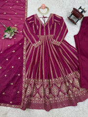 Wonderful Sequence Work Pink Color Gown