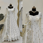 Designer Anarkali On Chinon febric with inner and Thred & Sequnce work and Pent