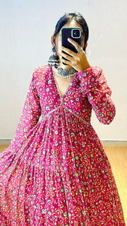 Fusing of ethinic and modern style, our stylish floral colorful dress