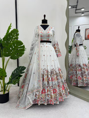 Stunning Pretty Georgette White color Lehenga Choli