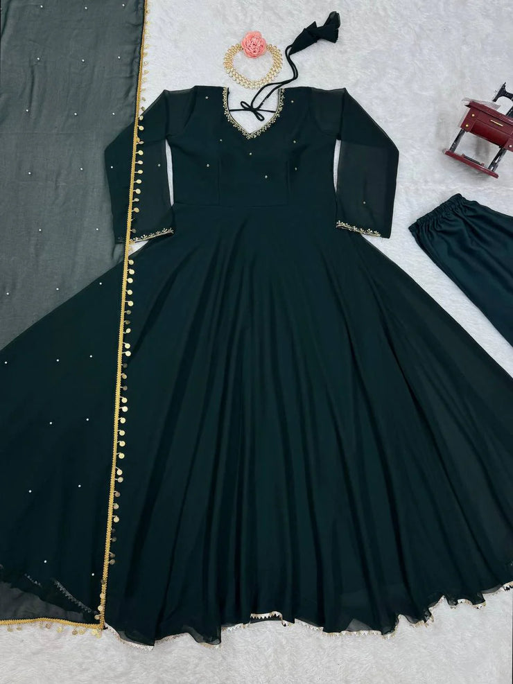 Precious Teal Green Color antalkali Gown