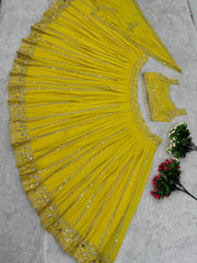 Haldi Wear Georgette Yellow Color Bridal Lehenga Choli