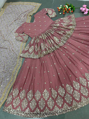 Classic Georgette Sequence Work Pink Color Top With Lehenga