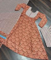 Glimmering Digital Print Work Brown Color Anarkali Suit