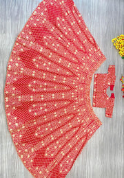 -50%   Exotic Malai Satin Jari Work Bridal Red Color Lehenga Choli