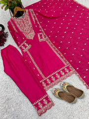Fabulous Real Mirror Khatli Work Pink Color Salwar Suit