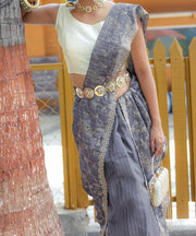 Captivating Silk Floral Design Grey Color Saree