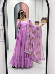 Imposing Heavy Lavender Color Gown