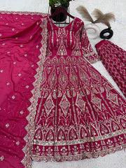 -50%    Function Wear Pink Color Heavy Work Long Top With Sharara