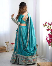 Marriage Special Sequence Work Teal Blue Color Lehenga Choli