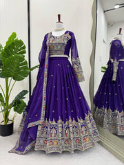 -52%    Wedding Wear Heavy Work Purple Color Lehenga Choli