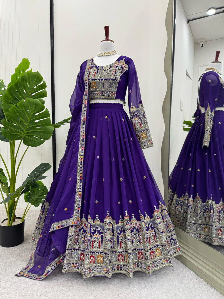 -52%    Wedding Wear Heavy Work Purple Color Lehenga Choli