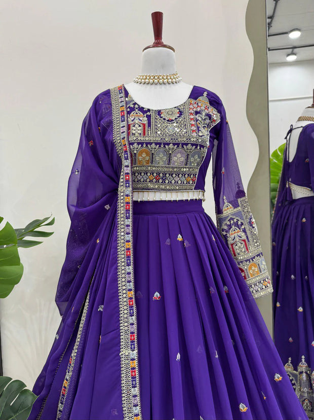 -52%    Wedding Wear Heavy Work Purple Color Lehenga Choli