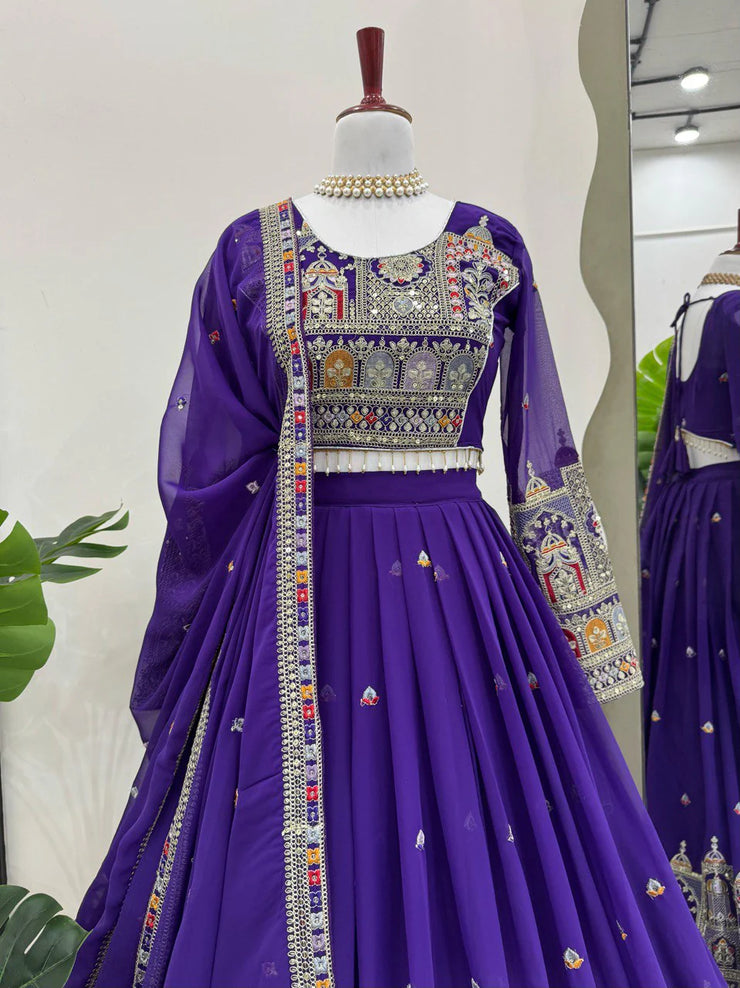 -52%    Wedding Wear Heavy Work Purple Color Lehenga Choli