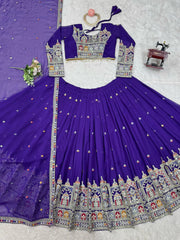 -52%    Wedding Wear Heavy Work Purple Color Lehenga Choli