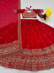 Bridal Wear Heavy Work Red Color Lehenga Choli