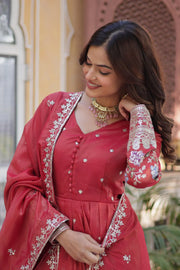 -50%   Fantastic Sequins Work Red Color Gown Get 10% off on Pre
