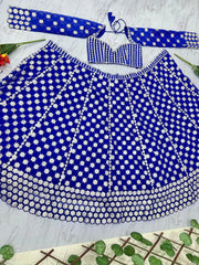 Marriage Special Embroidery Heavy Work Blue Color Lehenga Choli