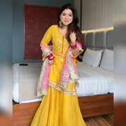 Precious Embroidered work Yellow Color Sharara Suit