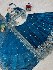 Wedding Wear Heavy Work Blue Color Lehenga Choli