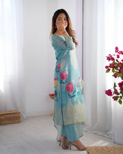 Elegant Digital Print Blue Color Salwar Suit