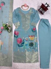 Elegant Digital Print Blue Color Salwar Suit
