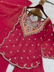 Good Looking Heavy Work Pink Color Palazzo Suit
