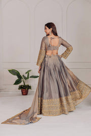 Wedding Wear Sequence Work Grey Color Lehenga Choli